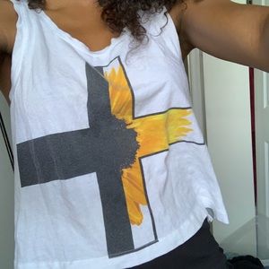 White printed tank top with cross